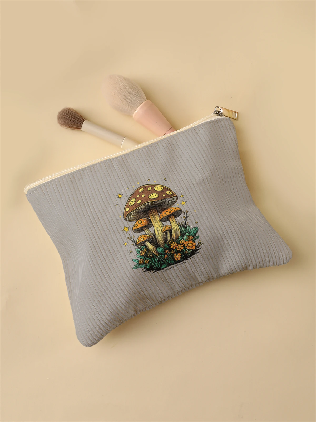 Women's Corduroy Travel Cosmetic Bag Portable Large Capacity Makeup Storage Organizer Zipper Clutch Purse Make up Bag