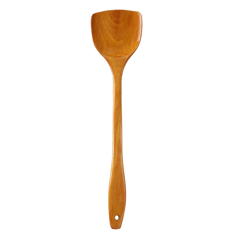 Bamboo and Wood Spatula 39cm Non Stick Pots Smokeless Pot Long Handled Wooden Shovel Kitchen Cooking Gadgets Spatula, pancake spatula