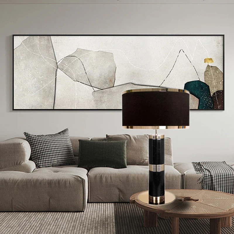 거실 장식 2026 대리석 테이블 램프 패브릭 램프쉐이드 블랙 룸 데코레이션 데..