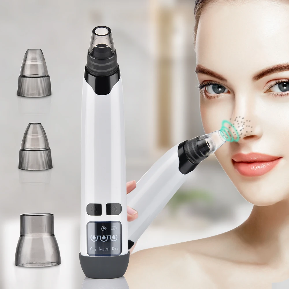 

Electric Blackhead Remover Heating Rechargeable Pore Vacuum Cleaner Acne Pimple Extractor Removal Tool with 4 Replaceable Heads