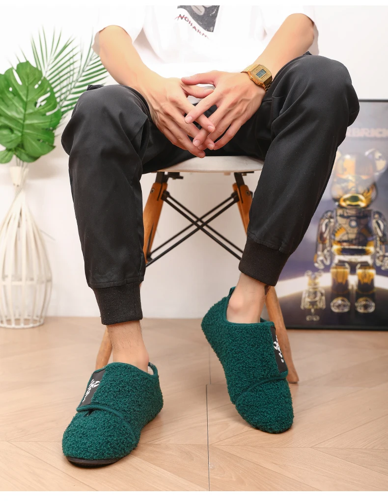 YRZL Winter Baumwolle Schuhe Männer Warm Slip auf Leichte Hausschuhe Männer Plüsch Schlafzimmer Hause Baumwolle Loafer Männer Winter Warme Schuhe – Detail 20