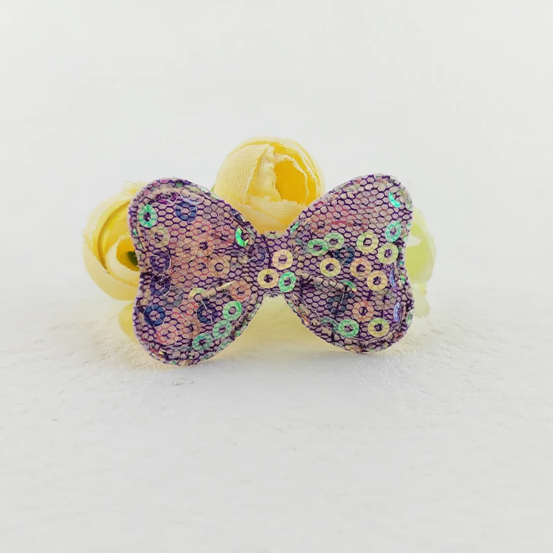 Pailletten-Bowknot gepolsterte Applikationen für Kleidung, Hut-Näh zubehör, DIY-Kopf bedeckung, Haars pange, Bogen dekor-Patches, 4x2,5 cm, 80 Stück – Detail 13