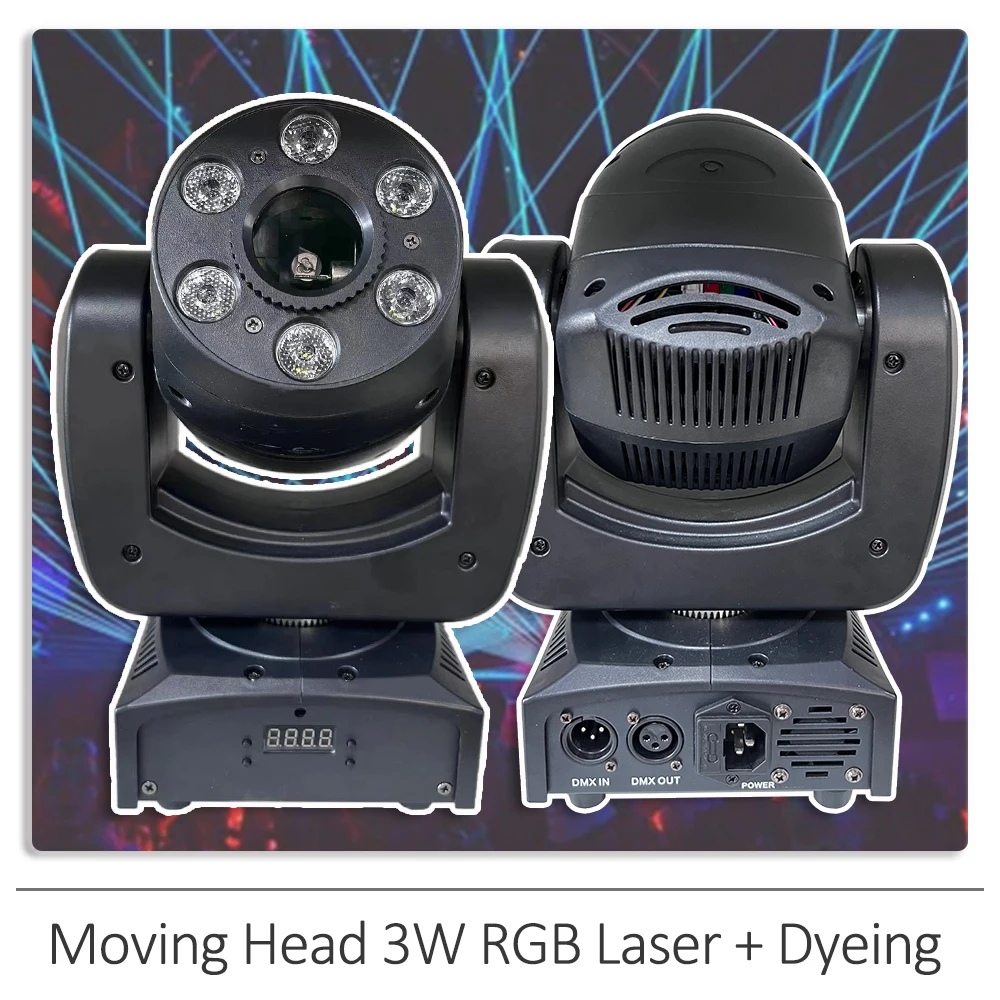Yuer Moving Head 3W RGB Laser + Dyeing Disco Ball Halloween Party Lights DMX512 Decoration Festival DJ Projector