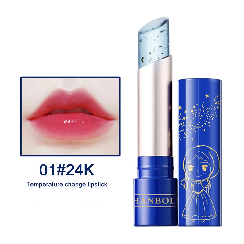 24K Color Changing Lip Balm Rose Essential Oil Golden Oil Moisturizing Lipstick Food Grade Fomula Color Changing Lip Care Gifts