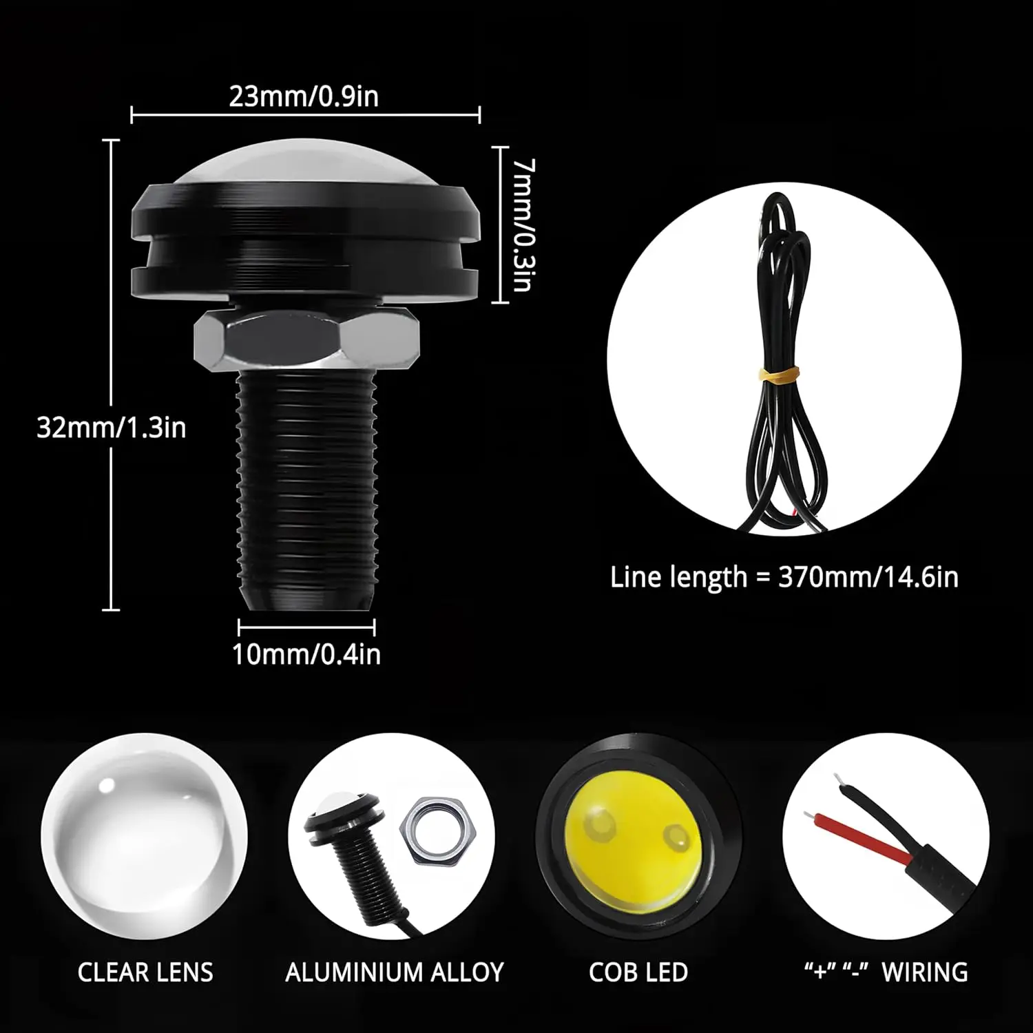 2-10 PCS 18MM Car DRL LED Eagle Eye Light Daytime Running Backup Marker Parking Fog Signal Lights 12V Waterproof Red Yellow
