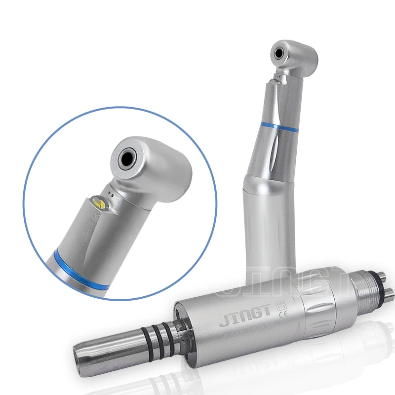 

JINGT oral health Low Speed Handpiece Set Contra Angle 4/2 Holes Straight Internal Water Spray Push Button Dentist Tools