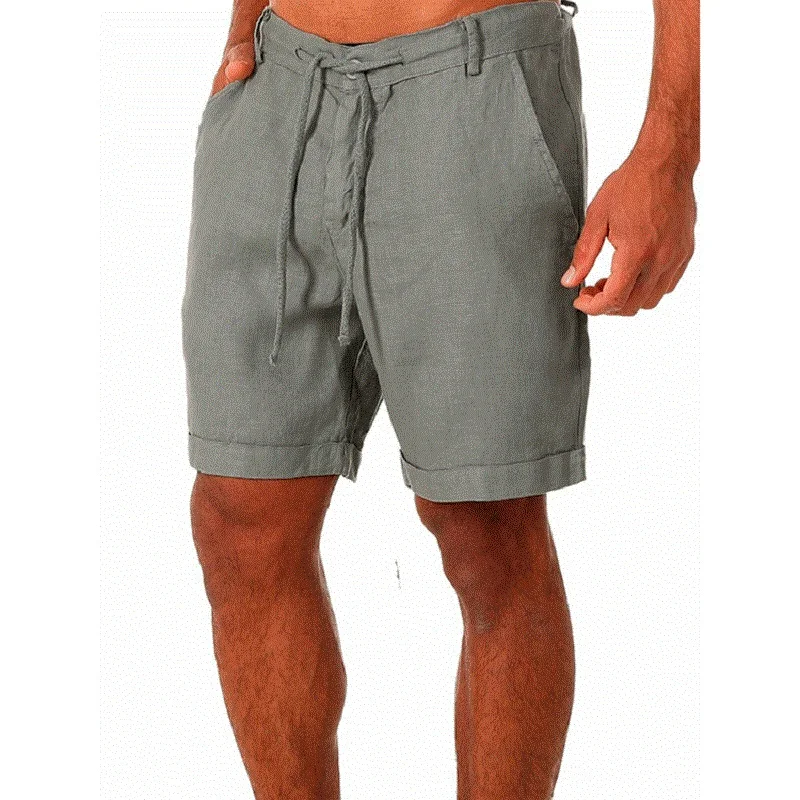 New Summer Men\'s Comfortable Cotton Linen Shorts Male Breathable Solid Color Linen Short pants