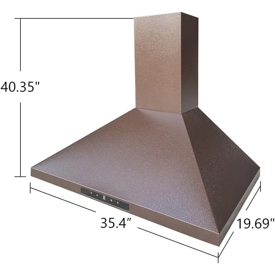 36 in. Range Hood Wall Mount Ducted Ductless Convertible Copper Vent Hood with 4Speed Exhaust Fan LED Lights 610 CFM HighPerfor