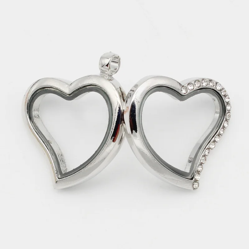 1pcs Heart Crystal 1.2in/30mm Magnetic Open Glass Floating Locket DIY Memory Box For Floating Charms 3