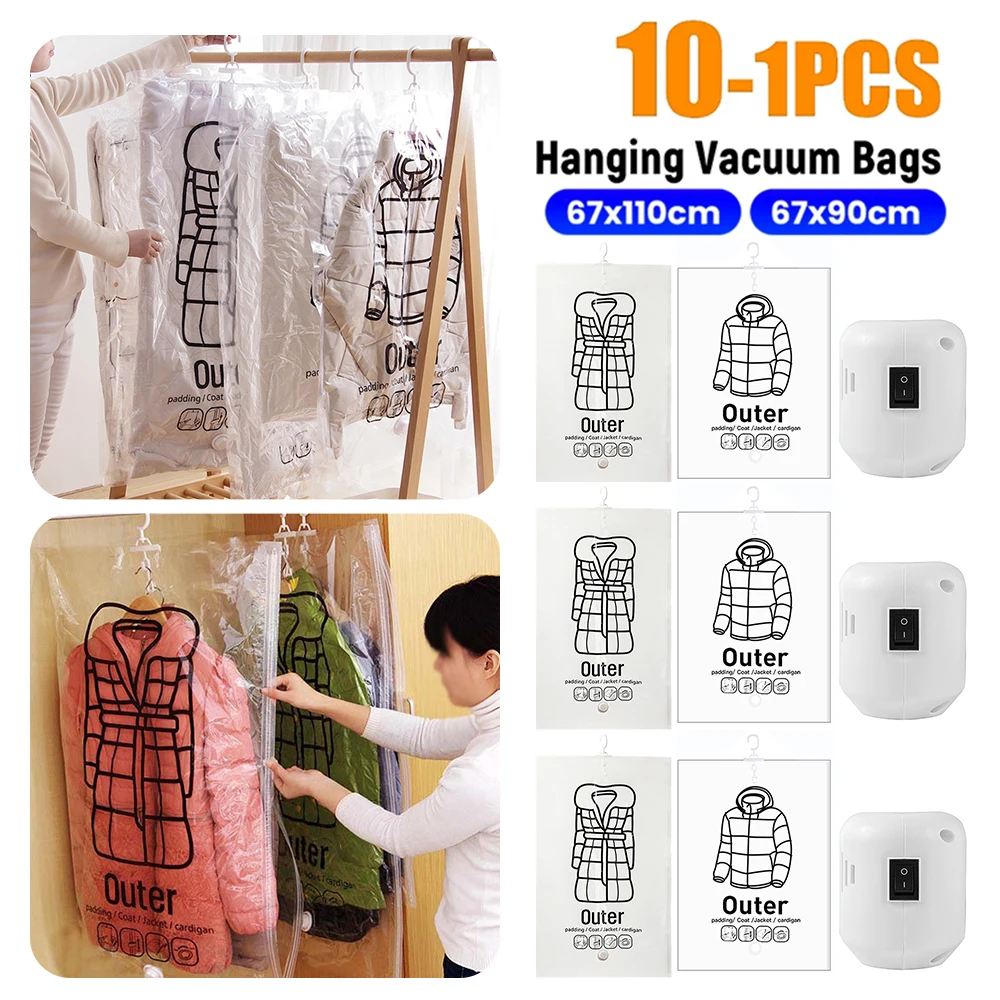 Practical Hanging Vacuum Storage Bags High Quality Dustproof Space Saver Bags Portable Reusable Clothes Compression Storage Bag 2
