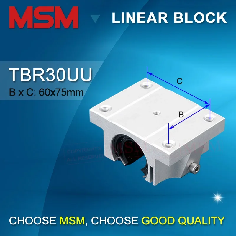 

2pcs/lot MSM Linear Bearing Blocks open type TBR30UU Wide Aluminium Housing Slide Unit for TBS Round Rail 30mm