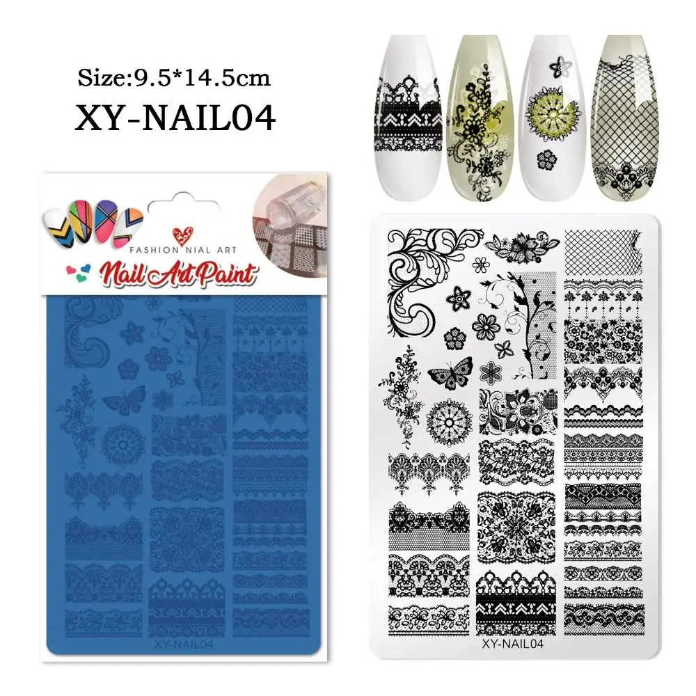 신제품 스테인리스 스틸 네일 프린팅 플레이트 재사용 가능한 매니큐어 네일 전사 템플릿 DIY 스탬프 도구 네일 살롱