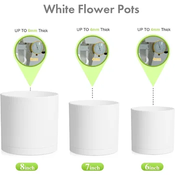 8 7 6 inch Plant Pots Set of 3 Cylinder Flower Pots for Outdoor Indoor Plants Drative Plastic Planters with Drainage Holes and 6