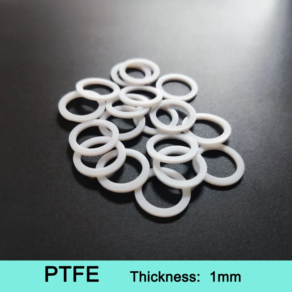 Sealing Gasket Hard PTFE Flat Washer Thickness 1mm ID 3mm~100mm Resistant to High&Low Temperature For Flange Customized Sizes ID*OD*CS