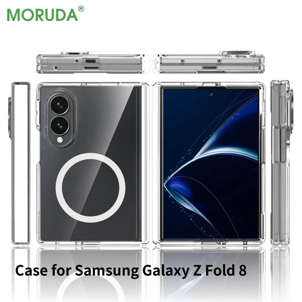 Transparent Magnetic Shockproof Case with Clear Acrylic Bumper Cover