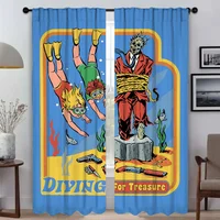 Elegant Room Curtains for Camera Child Student Stay Positive Window Curtain Partition Home Interior Curtains 2 Pieces Shades 1