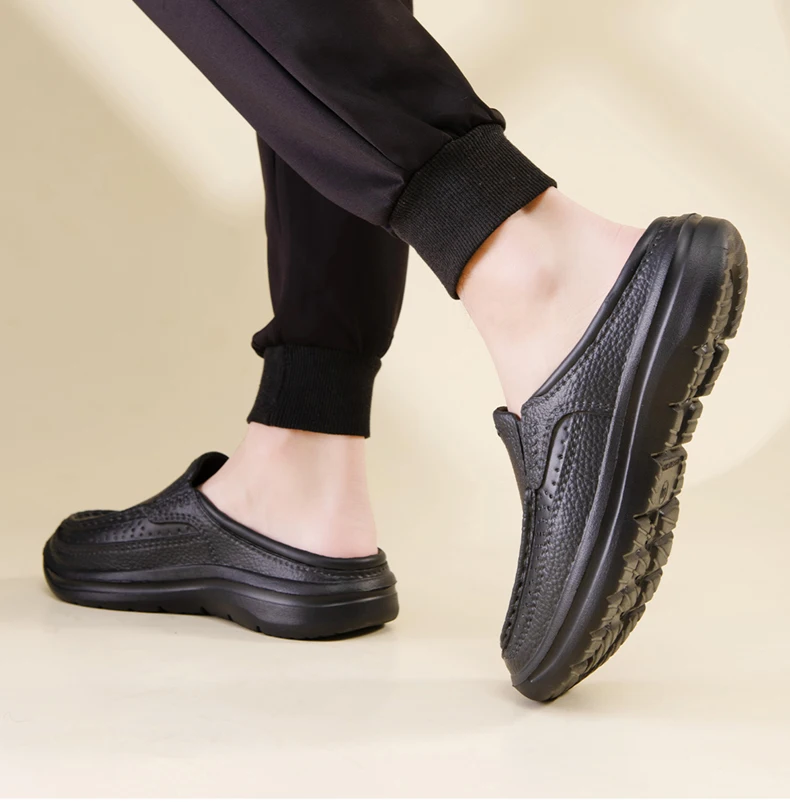 Summer Men Chef Shoes Anti Slip and Oil Proof Men's Work Shoes EVA Lazy Slippers Casual Trendy Slipper Fashion Garden Shoes