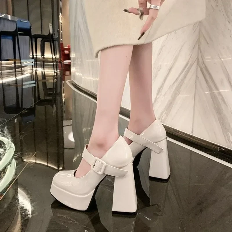 Women's Shoes 2024 Hot Sale Buckle Strap Women's High Heels Fashion Square Toe Dress Pumps Women Brand Solid Mary Jane Shoes 3