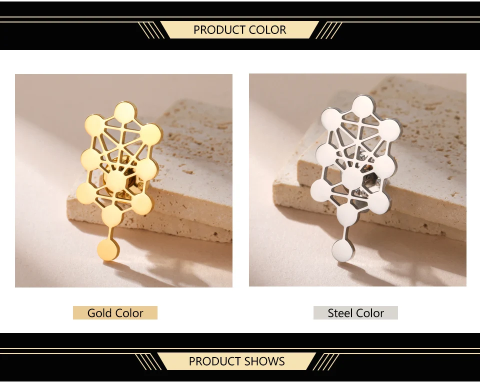 Dawapara Sephirot Baum des Lebens Brosche Pins Kabbalah Baum Heilige Geometrie Jüdischer Schmuck Edelstahl Jubiläumsgeschenk – Detail 3