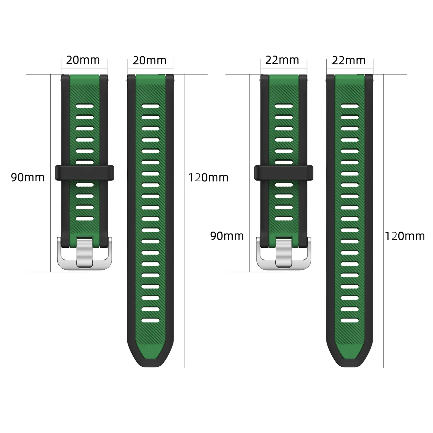 Versatile Silicone Watch Strap - Multiple Sizes Available