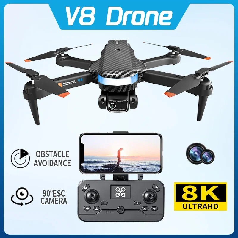 

New V8 Mini Drone For Xiaomi 8K HD Camera WiFi 5G Height Maintain Foldable Quadcopter RC Dron Toy Gift ESC Drone Professional