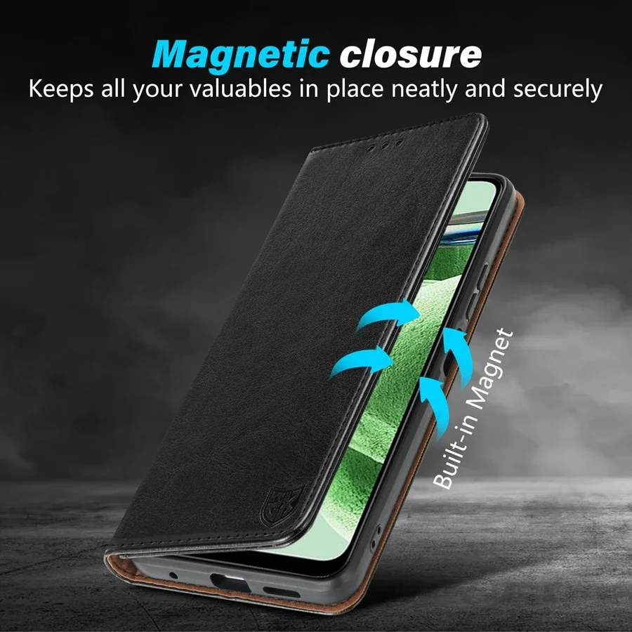 Leather Wallet Case with Magnetic Closure and Card Slot – Skin-Friendly Design