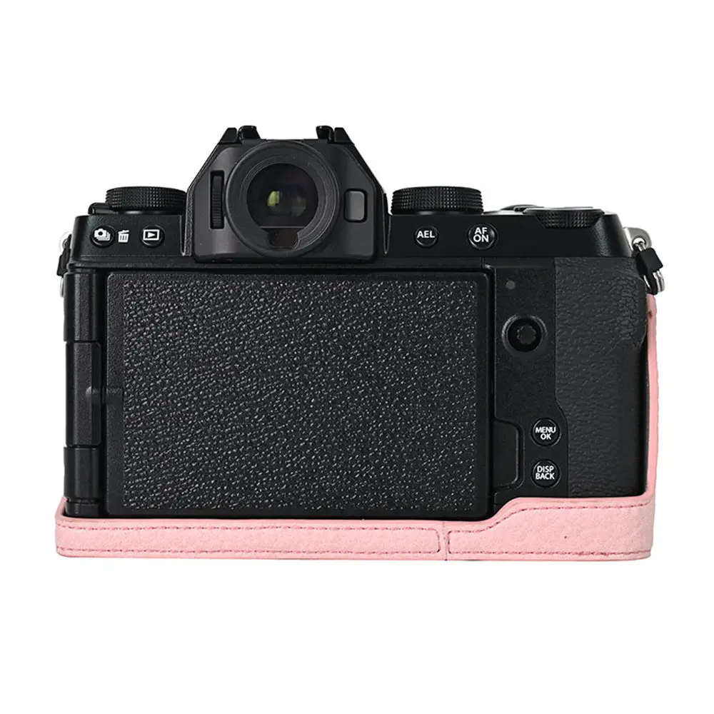 Litchi Skin PU Leather Half Case for Fujifilm Fuji XT50 XS10 XS20 XT30 XT30II XT20 XT10 XT5 XM5 Battery Opening Cover With Strap