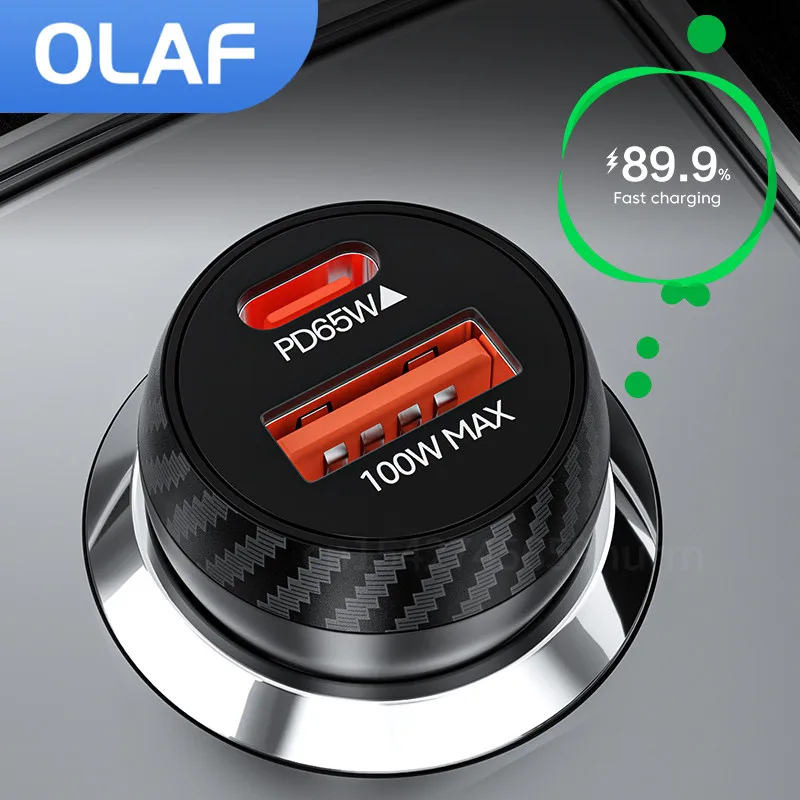 Olaf Mini PD 65W USB C Car Charger Fast Charging Car Fast Charger 100W