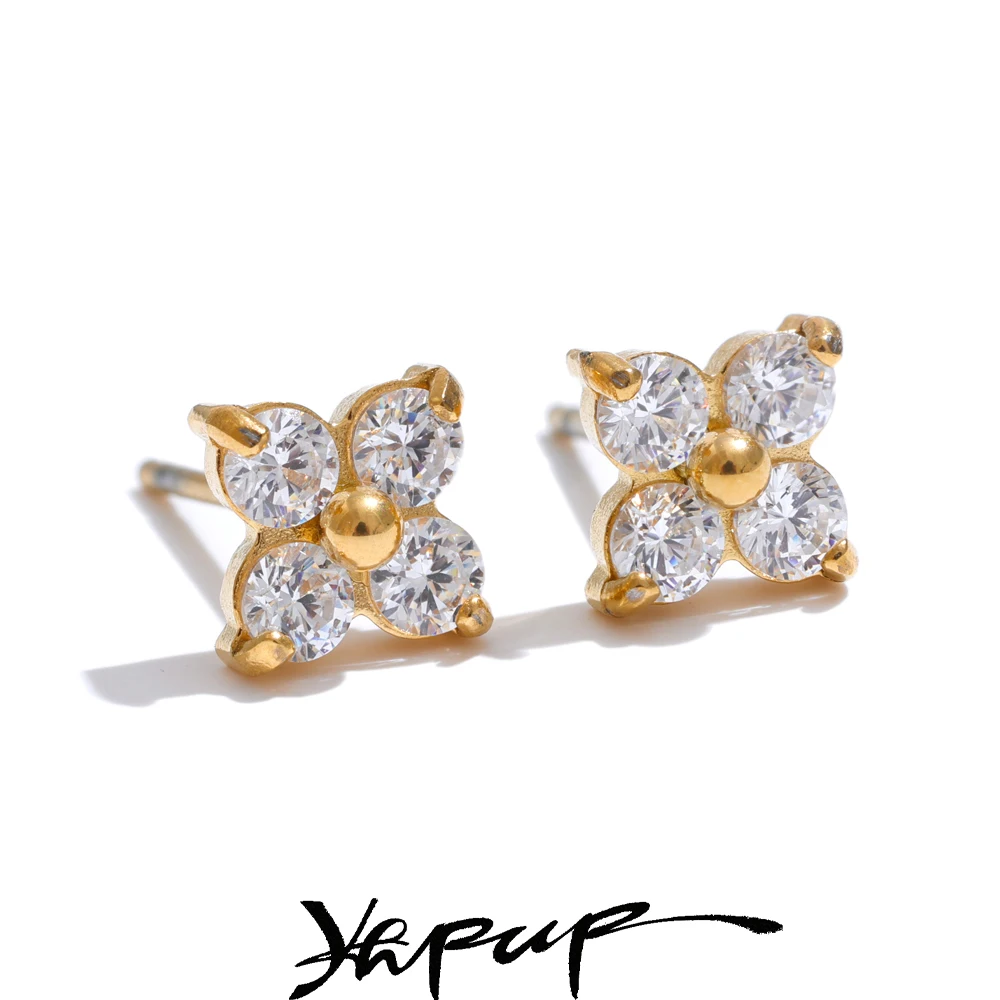Yhpup Waterproof Cubic Zirconia Stud Earrings
