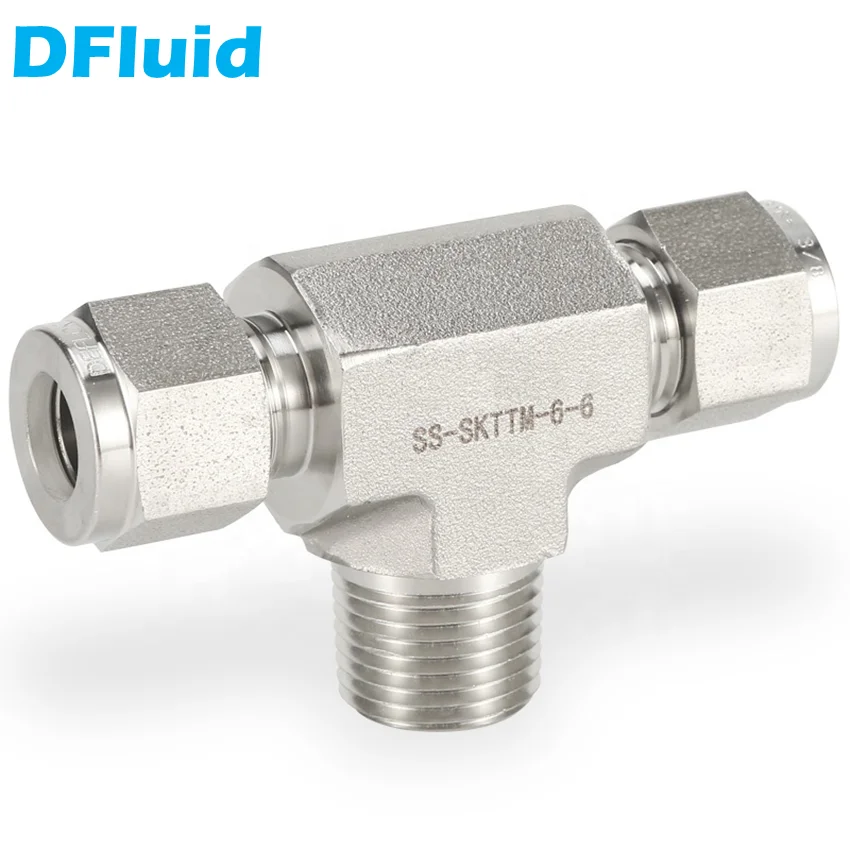 Swagelok- Duplo Virola Montagem de Compressão Macho Npt Bspt Ramo t Tee 30mpa 10 12 mm 316 Aço Inoxidável