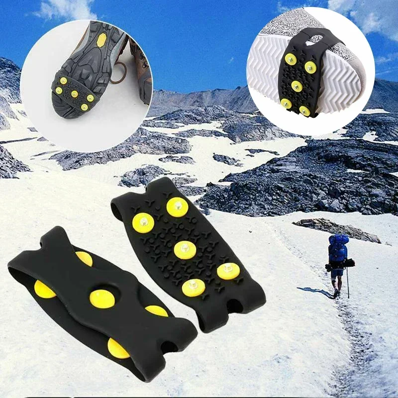 Snow Ice Claw Climbing Anti Slip Spikes Grips Crampon Cleats 2pcs Sport Shoes Cover For Women Men Boots Size 35-46