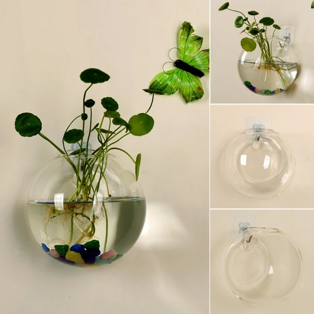 Drop Shipping 8cm 10cm 12cm Glass Vase Wall Hanging Hydroponic Terrarium Fish Tanks Potted Plant Flower pot Home Decoration
