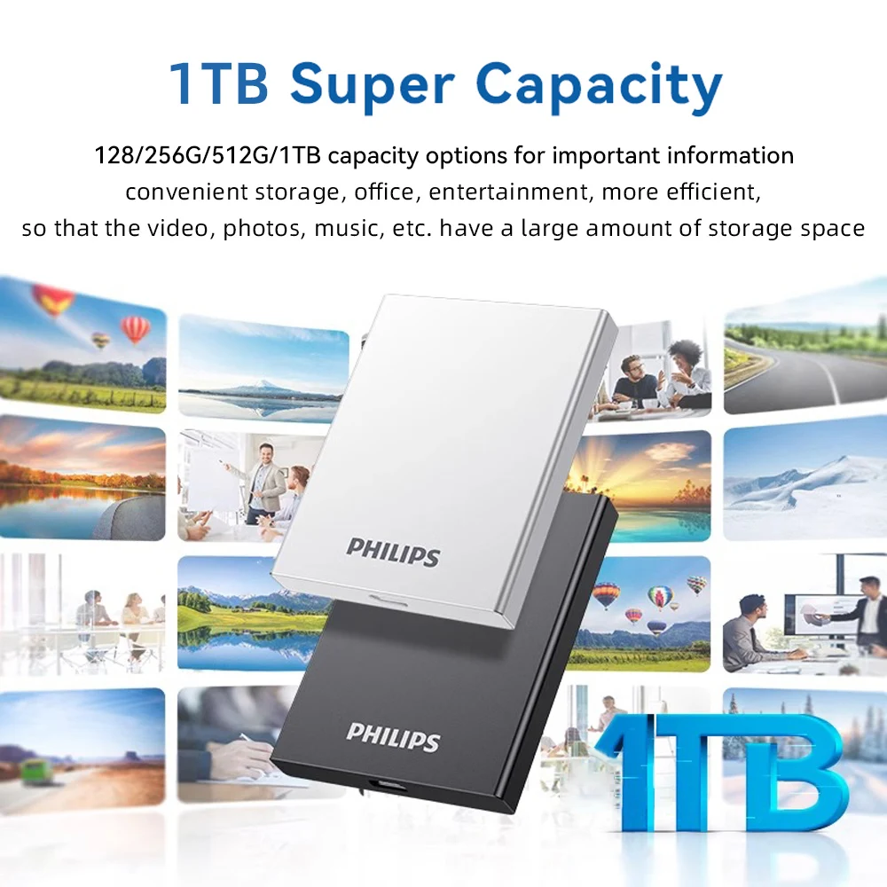 PHILIPS Portable SSD, 1TB External Solid State Drive, Speeds Up to
