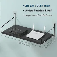 Floating Shelf for AV Device/Projector/Cable Boxes/WiFi Router, Wall Mounted Display Ledges for Storage Plants, Wood Wall Shelf 2