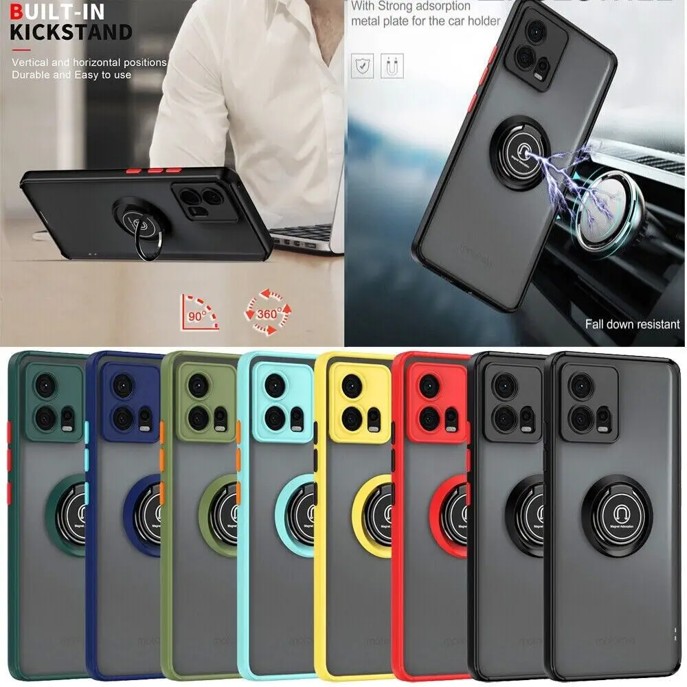 Armor Matte Case with Ring Magnetic Holder and Stand Capacity - Durable Protective Cover