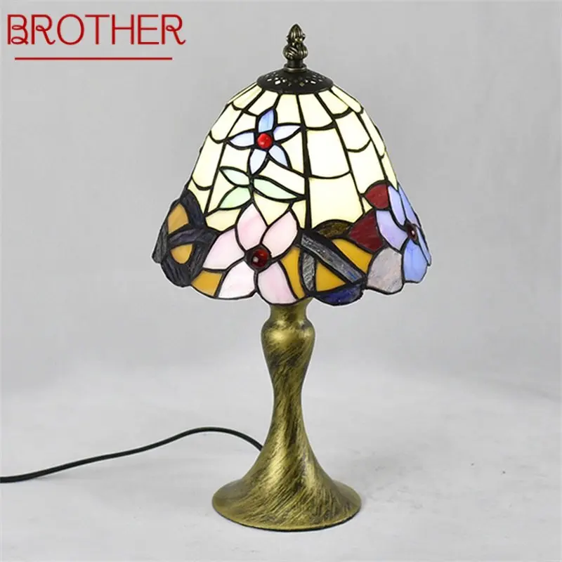 

BROTHER European Glass Table Lamp LED Vintage Fine Creative Desk Light For Home Living Room Bedroom Bedside Decor