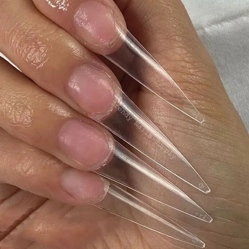 

Long Stiletto French False Fake Acrylic Nail Tips Coffin Glue on Nails Manicure Tool Accesories Pack of 600pcs