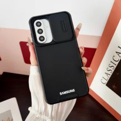 Shockproof Armor TPU Case with Camera Lens Slide Cover - Galaxy Note10+ 5G (Black)