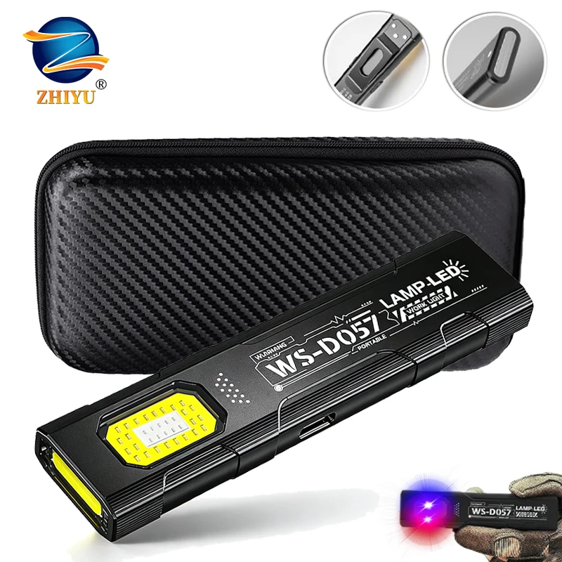 강력한 550LM EDC 손전등 USB C 충전식 휴대용 토치 COB 빨간색 및 파란색 조명 야외 휴대용 펜 클립 랜턴