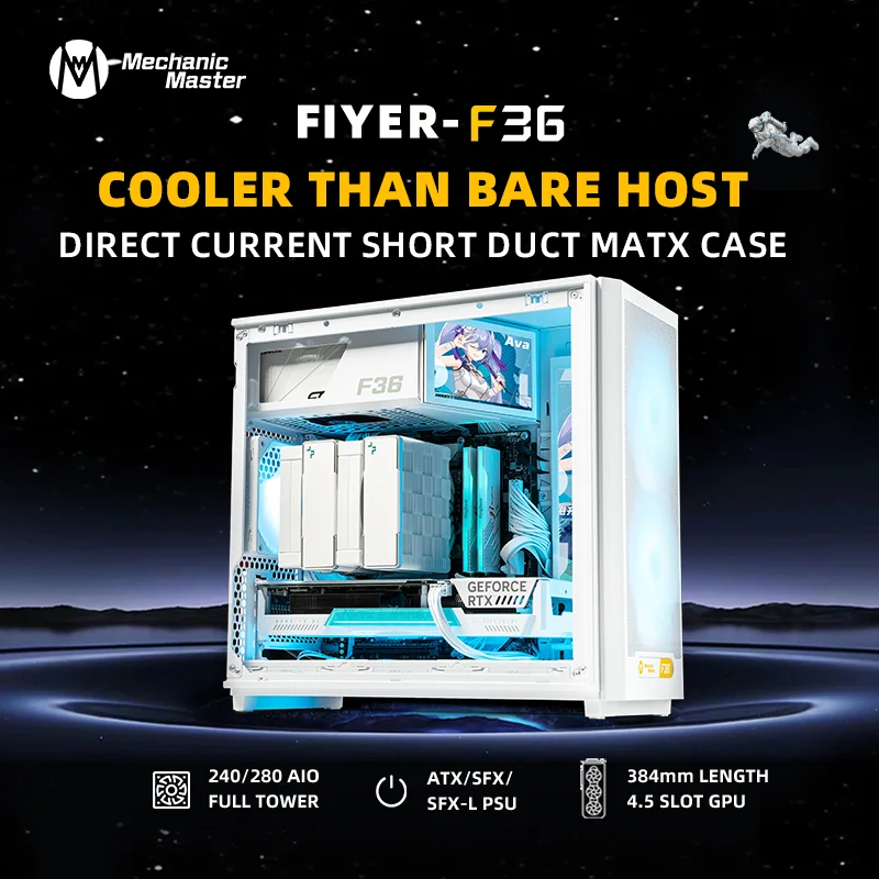 F36 Flyer ITX/MATX 32L Short Air Duct Support 384mm GPU ATX Power