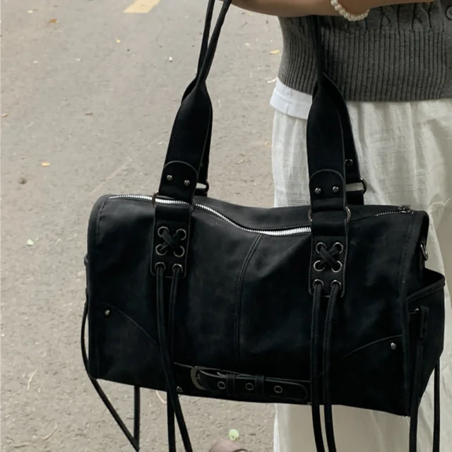 Sac à main de moto rétro pour femmes, Design à pompon, sac d'oreiller à bandoulière haut de gamme, tendance, grande capacité, sac sous les bras pour femmes 1