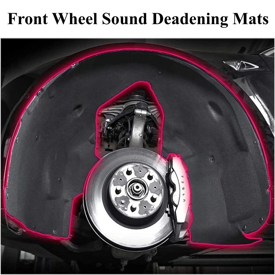 For Tesla Model Y 2023 2024 Front Wheel Sound Deadening Mats Front Hood Noise Insulation Dampening Pad Soundproof Covers