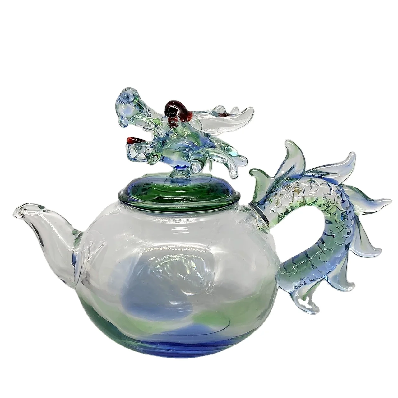 Coloured Dragon Teapot Borosilicate Glass Tea Pot