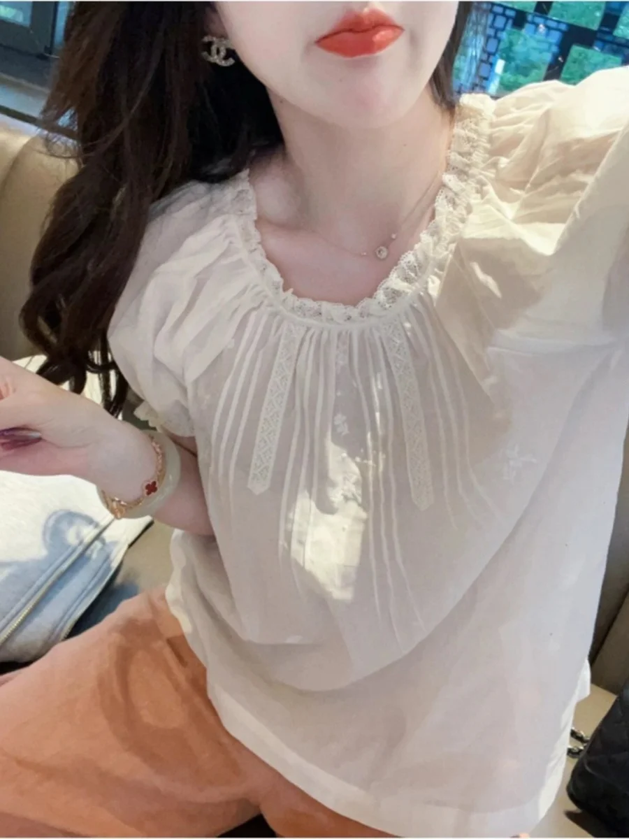 세련된 소금 시스템 여성 여름 복장 유휴 스타일 셔츠 넓은 다리 바지 투피스 양복 하이 엔드 Feelshirtbell Bottoms