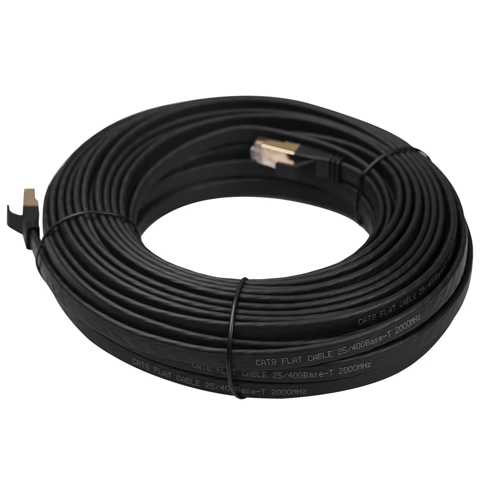 Andifany Double-Shielded CAT8 Type Network Cable Gigabit RJ45 Crystal Head Flat Type Uses 28Awg Oxygen-Free Copper 10M Andifany Double-Shielded CAT8 Type Network Cable Gigabit RJ45 Crystal Head Flat Type Uses 28Awg Oxygen-Free Copper 10M