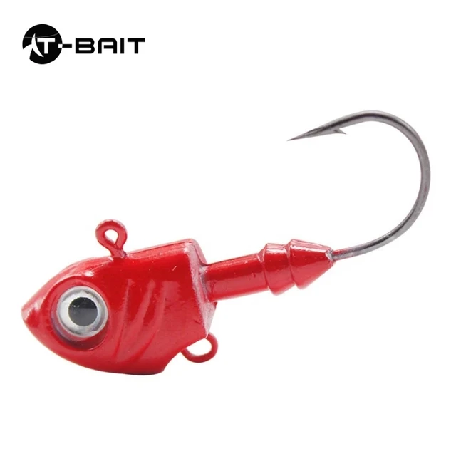 5pcs-1pcs/bag 3D eye Fish shape jig head fishing hook jighead bass fishing  lure red