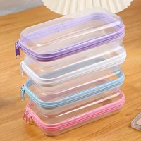 1/5pc Plastic Transparent Jewelry Storage Makeup Bag Simple Stationery Pencil Case Portable Travel Organizer Cosmetic Case 1