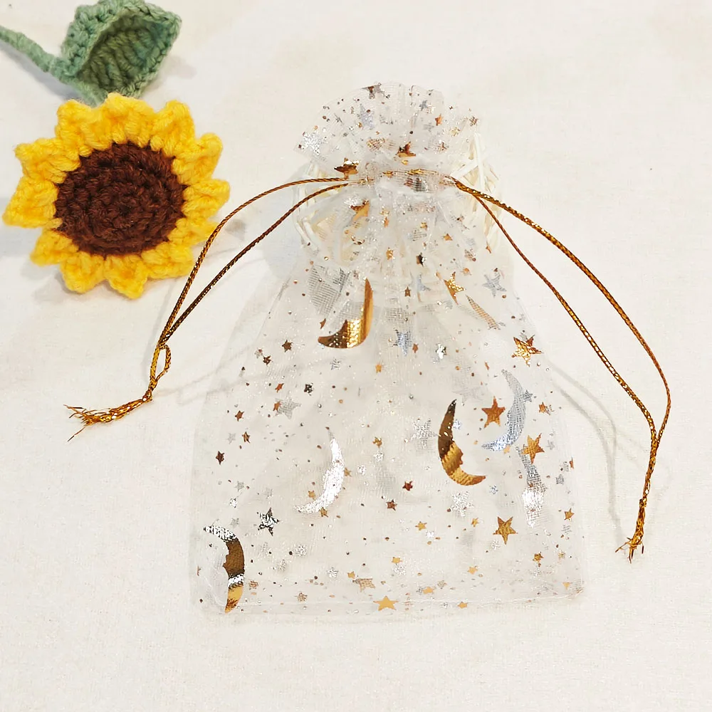 25/50/100pcs Moon Star Organza Gift Bag Multicolor  Jewelry Gifts Pouches For Wedding Party Candy Bag  Jewelry Packing  Wholesal