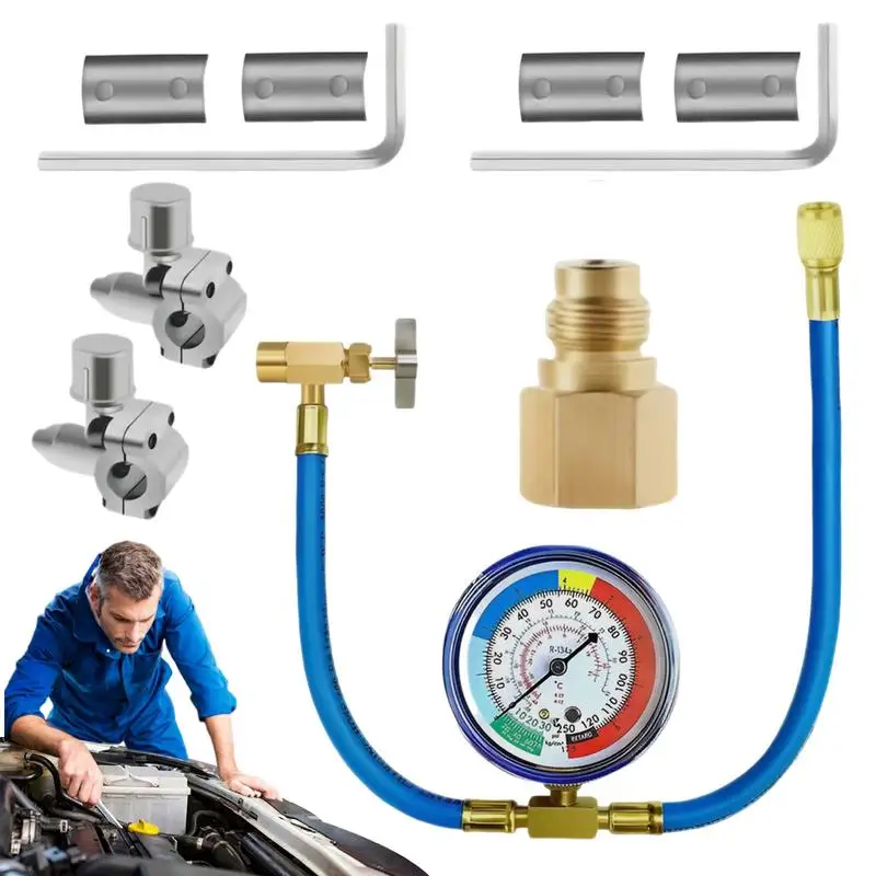 Ricarica Refrigerante Kit Aria Ac R134A 134A Tubo Aria Condizionata Per Auto Con Manometri Di Ricarica R12 Ricarica Gas 30Lb Linee Di Riempimento Sigi