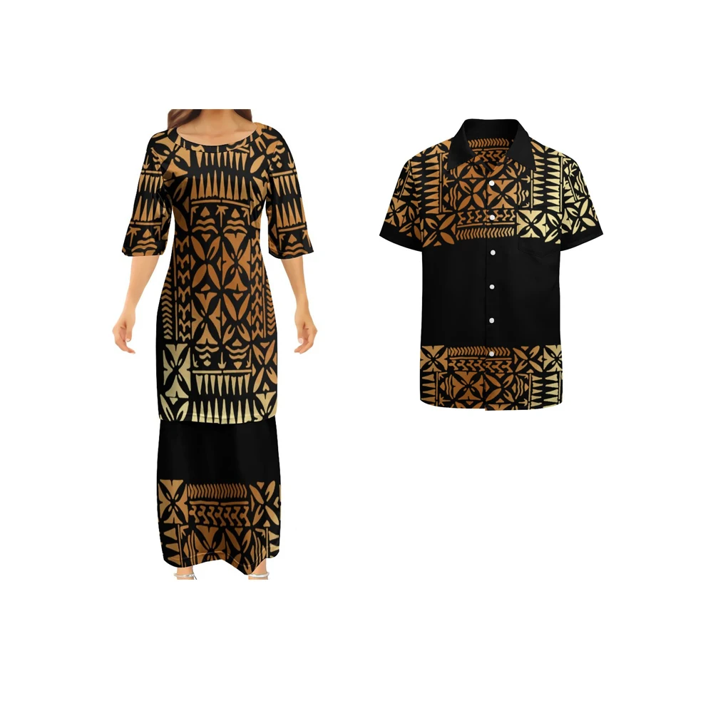 New Design Custom Polynesian Samoan Tribal Tapa Puletasi Tatau Pattern Maxi  Dress Round Neck Two Piece Set Top Skirts Outfits _ - AliExpress Mobile